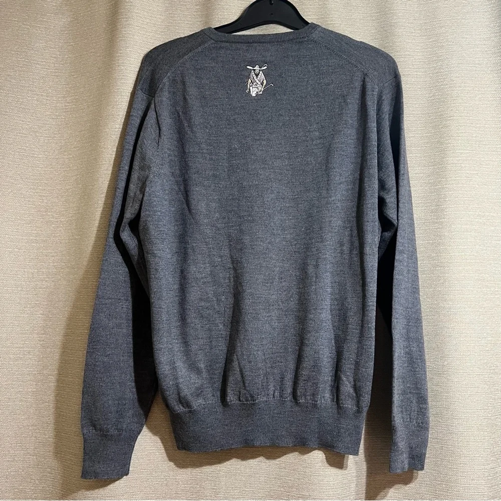 Peter Millar Gray Merino Silk Blend V-Neck Sweater - Large Golf‎ Preppy